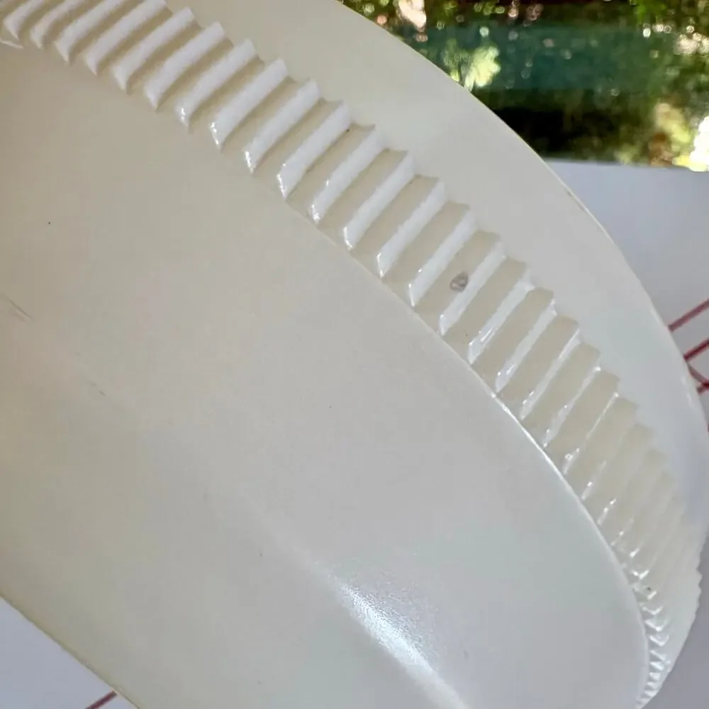 Vintage MCM Milk Glass Ceiling Light Shade Ribbed Clear Center